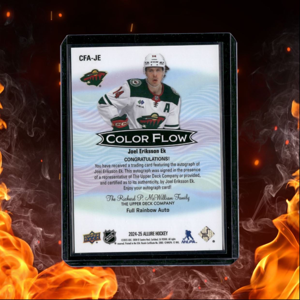 2024-25 Upper Deck Allure Joel Eriksson Ek Color Flow Full Rainbow Auto #CFA-JE