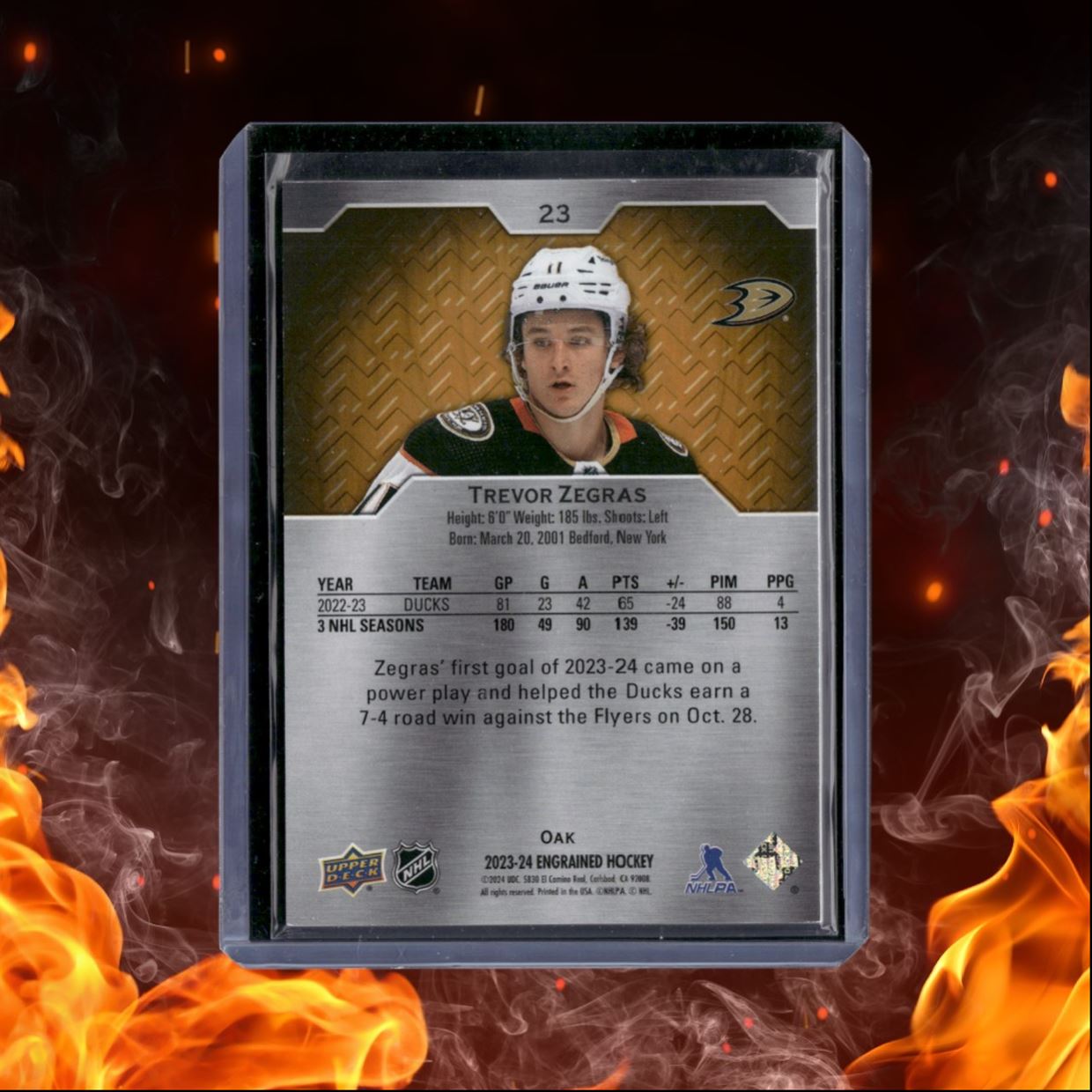 2023-24 Upper Deck Engrained Trevor Zegras Oak 019/349 #23