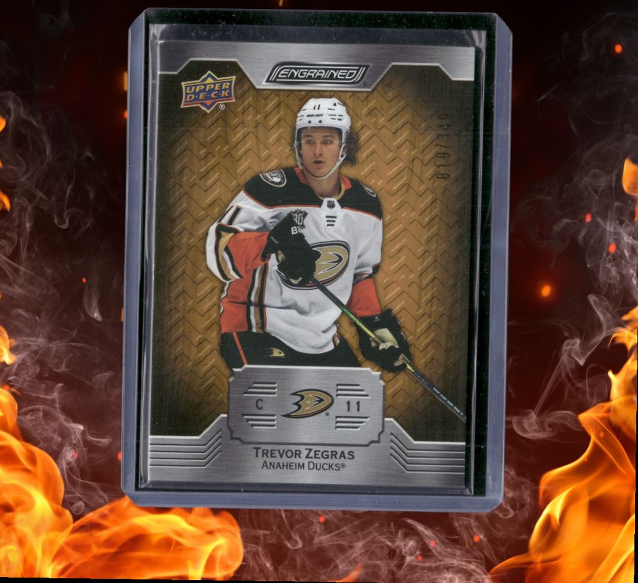2023-24 Upper Deck Engrained Trevor Zegras Oak 019/349 #23