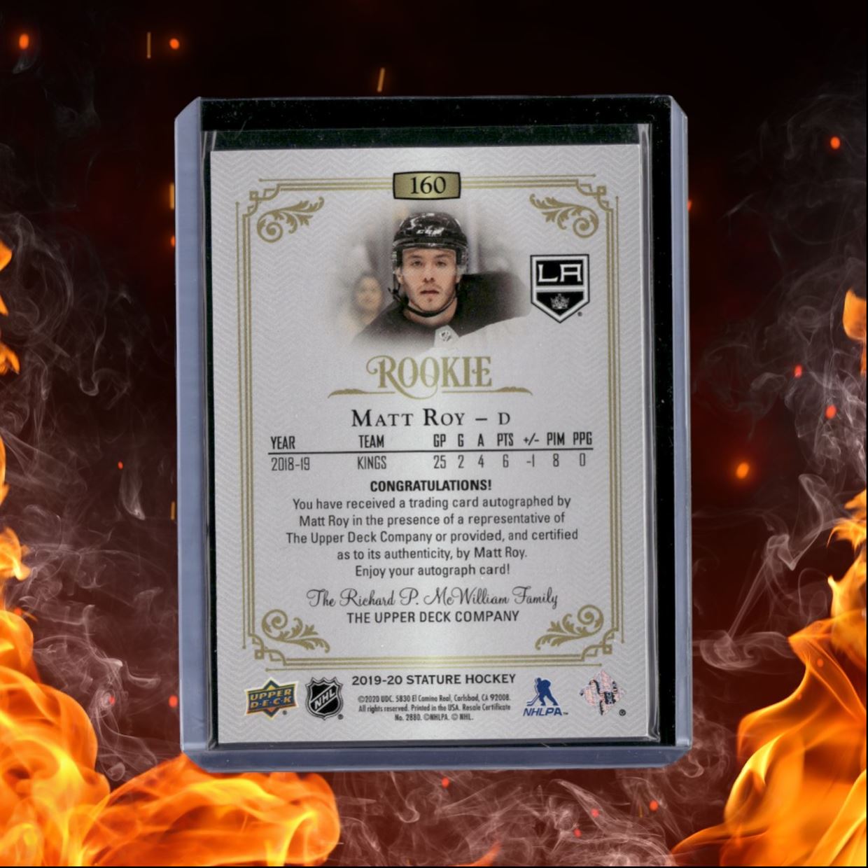 2019-20 Upper Deck Stature Matt Roy Red Rookie Auto 03/45 #160