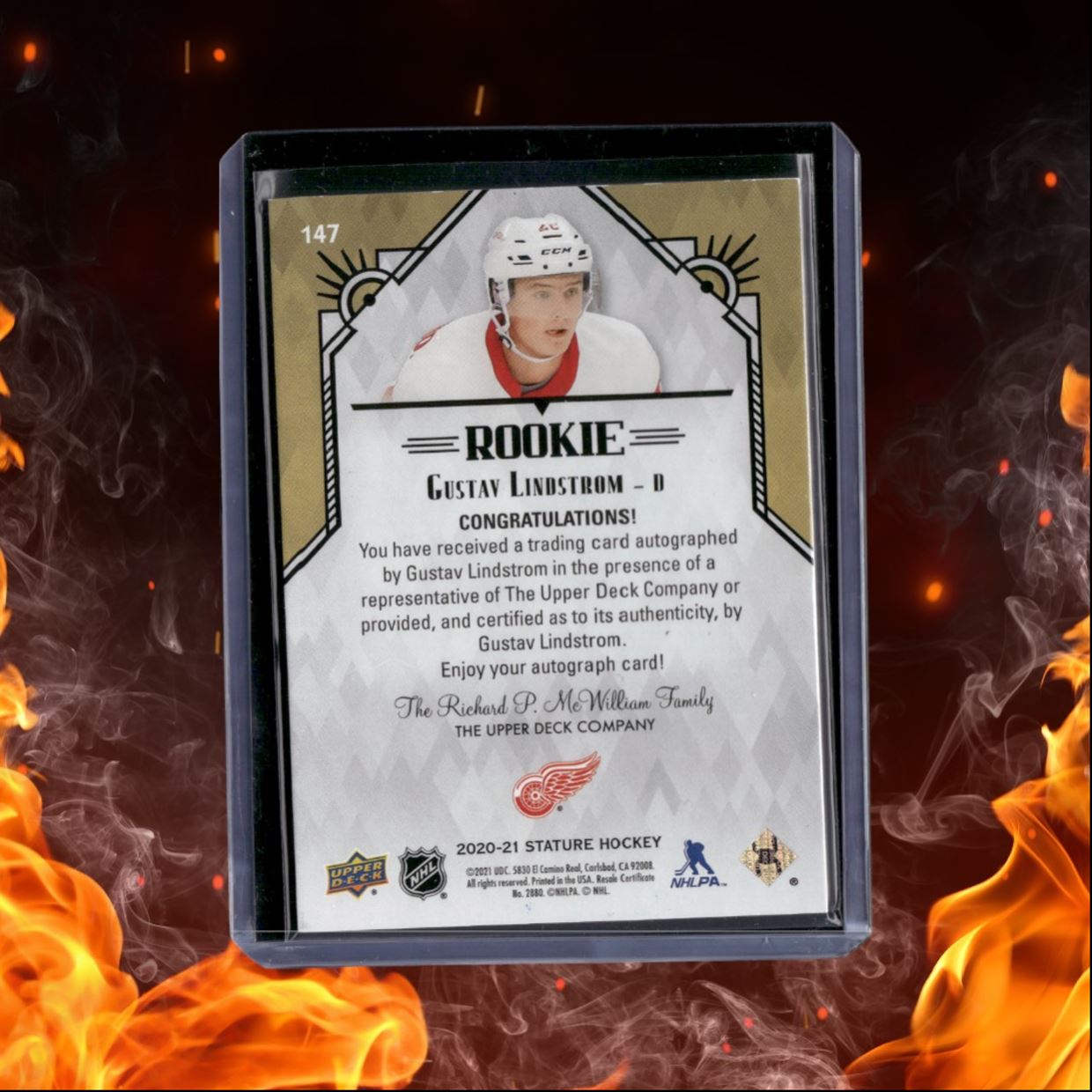 2020-21 Upper Deck Stature Gustav Lindstrom Rookie Auto 130/199 #147