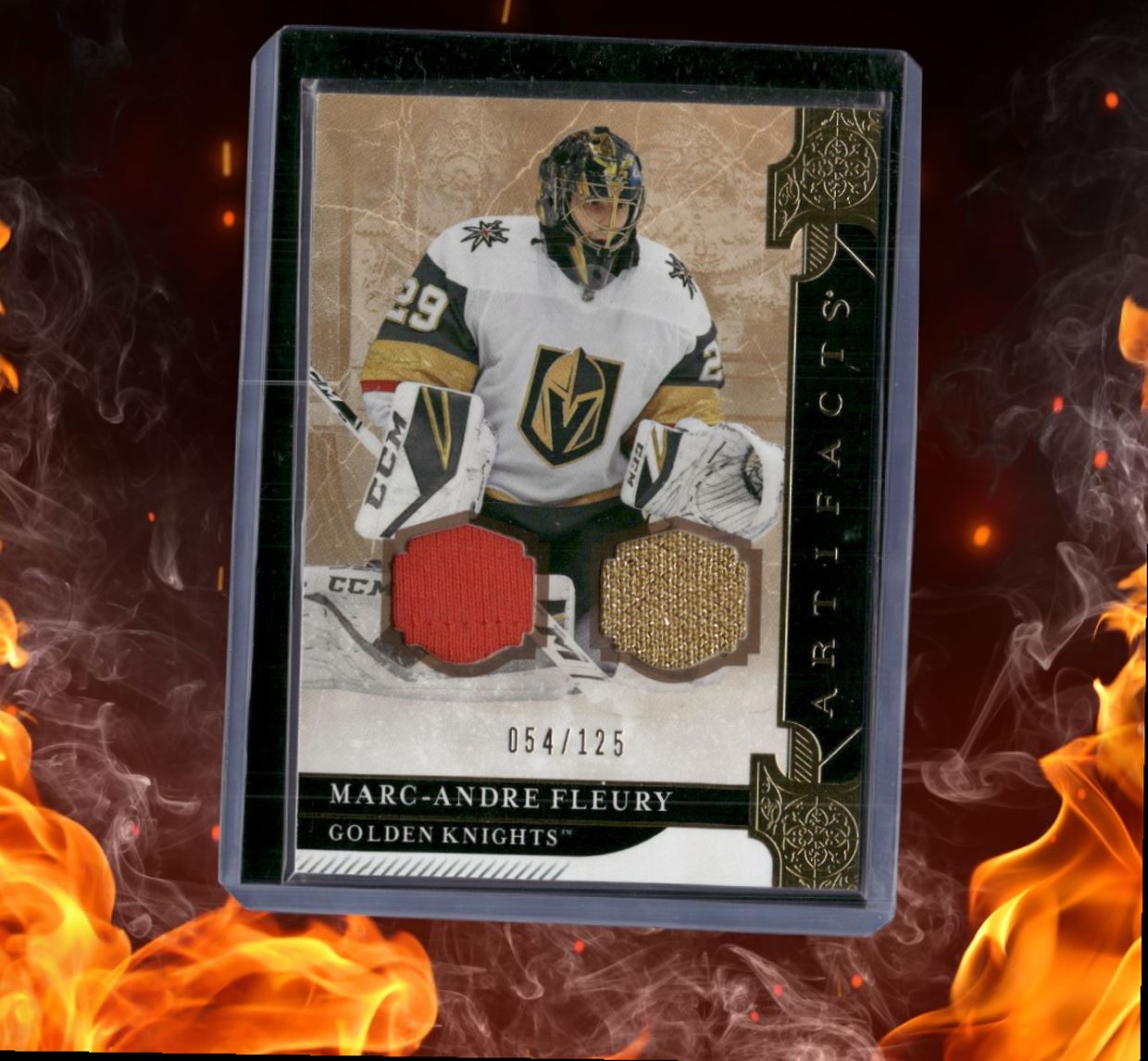 2019-20 Upper Deck Artifacts Marc-Andre Fleury Dual Patch Materials Gold 054/125