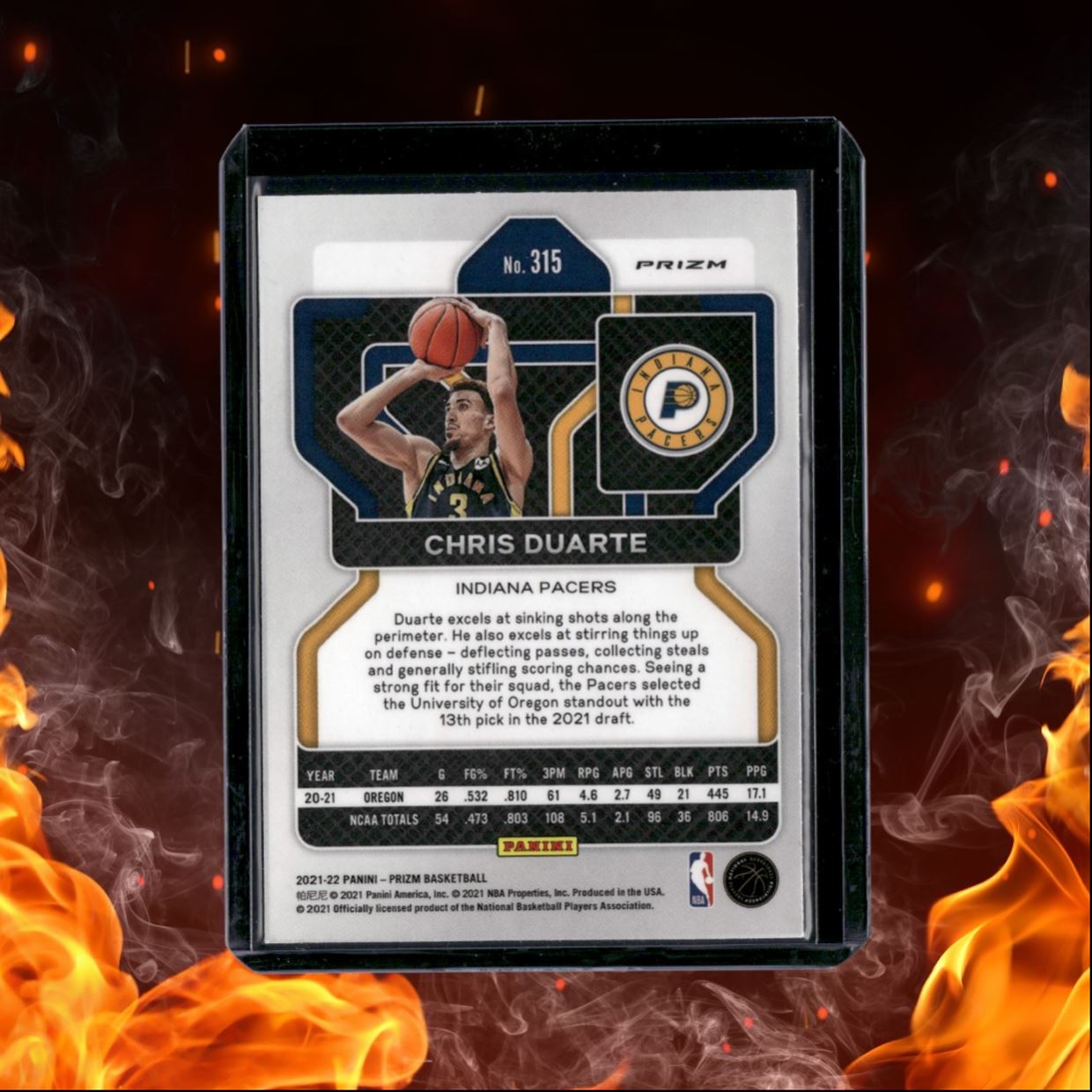 2021-22 Panini Prizm Chris Duarte Fast Break Disco Prizm Rookie #315