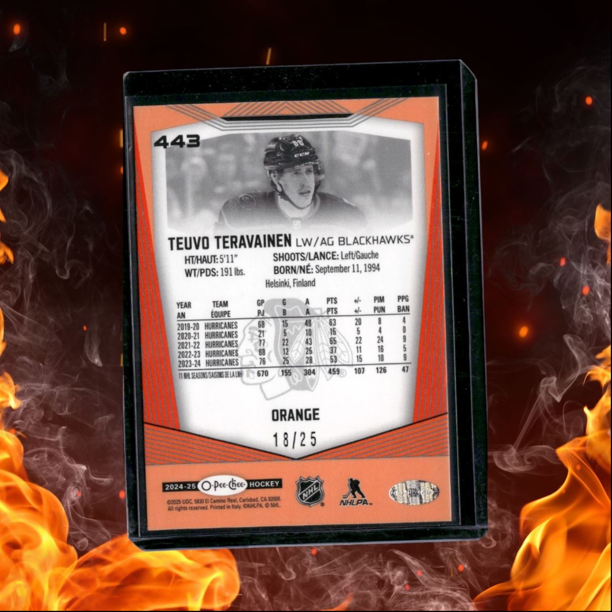 2024-25 O-Pee-Chee Teuvo Teravainen Orange 18/25 #443