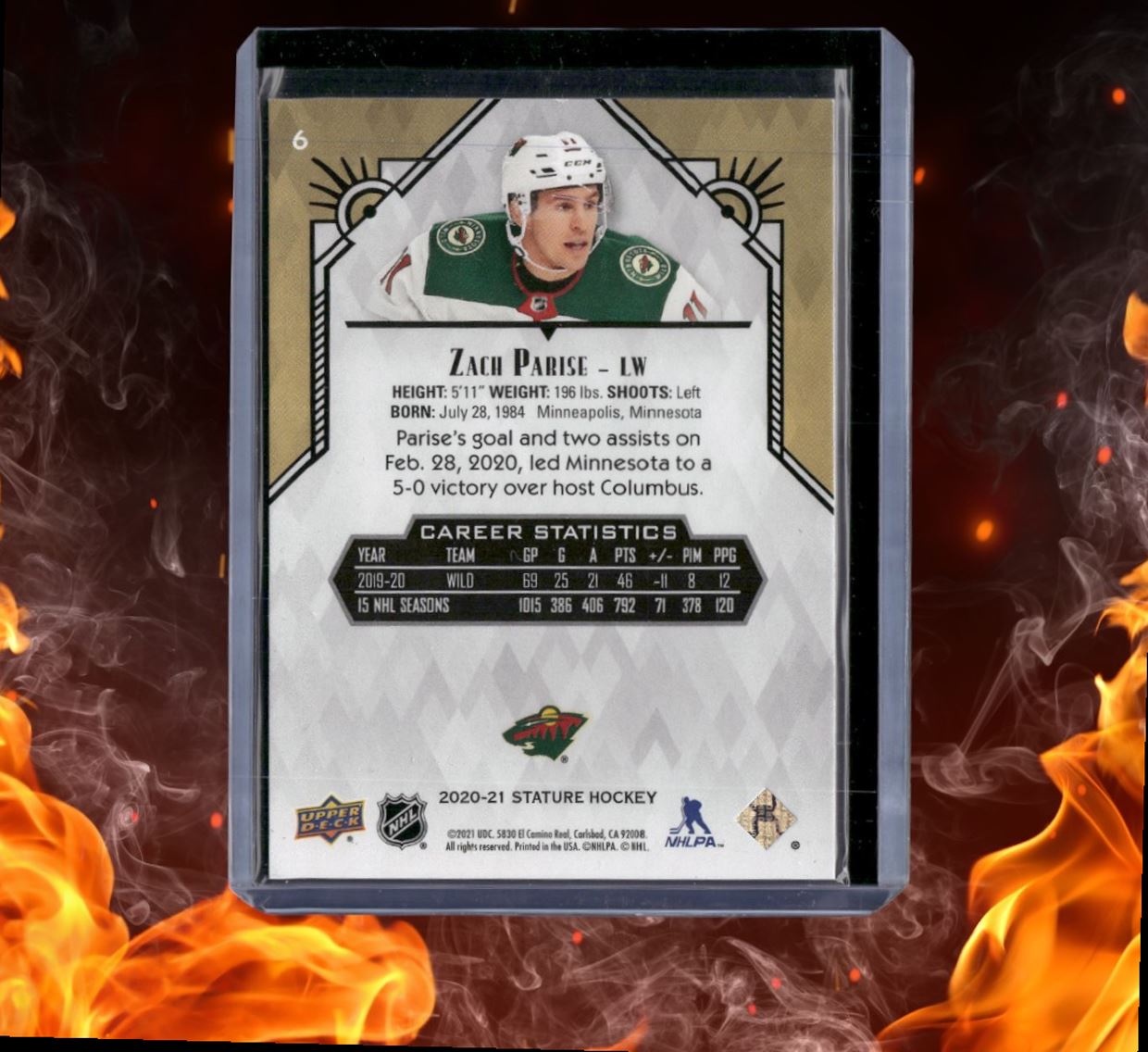 2020-21 Upper Deck Stature Zach Parise Blue 41/45 #6