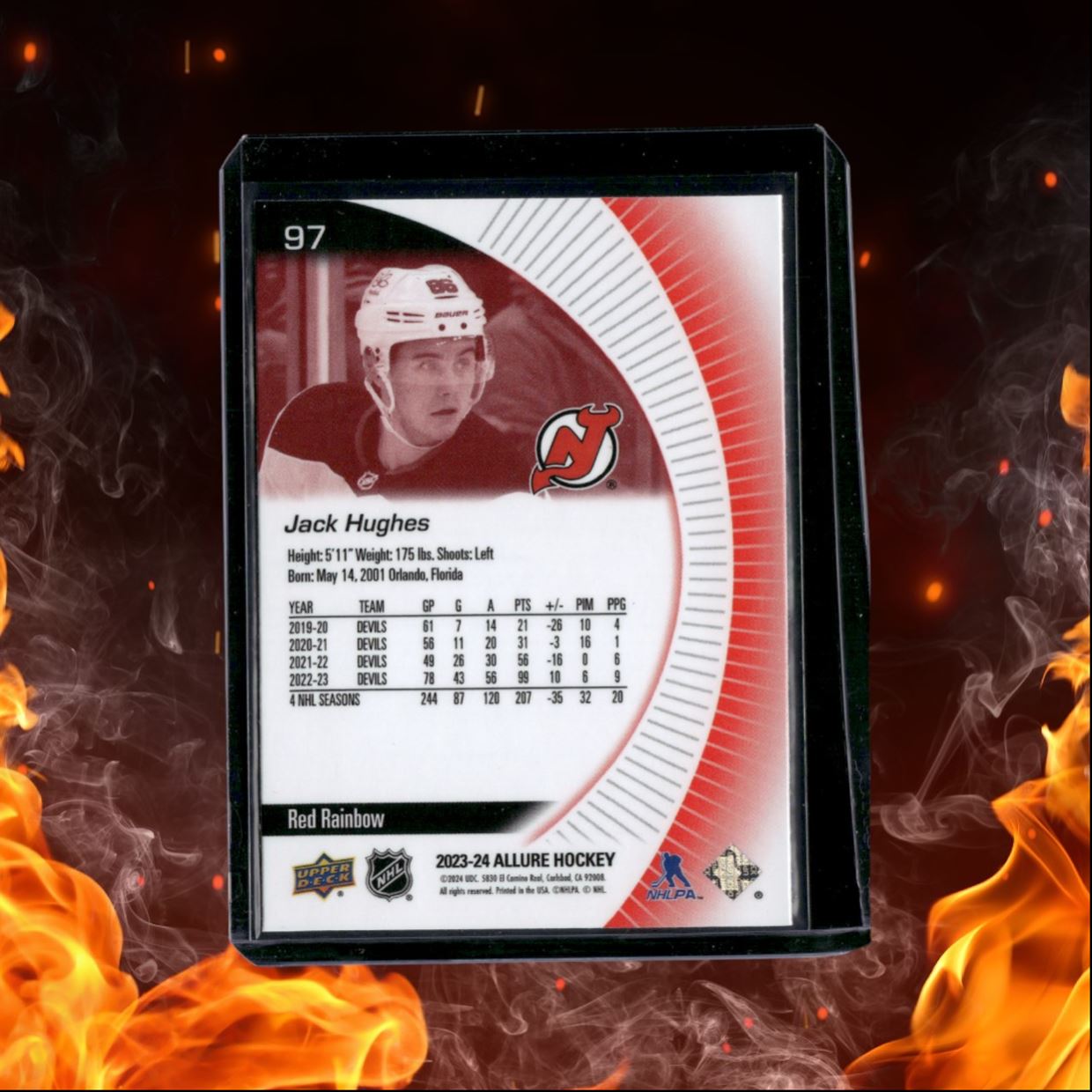 2023-24 Upper Deck Allure Jack Hughes Red Rainbow #97