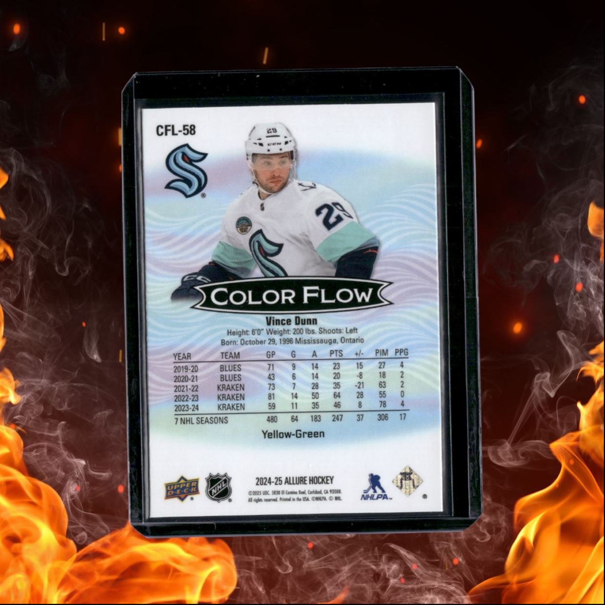 2024-25 Upper Deck Allure Vince Dunn Color Flow Yellow Green #CFL-58