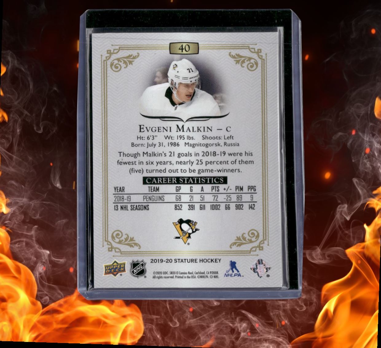 2019-20 Upper Deck Stature Evgeni Malkin Green 098/149 #40