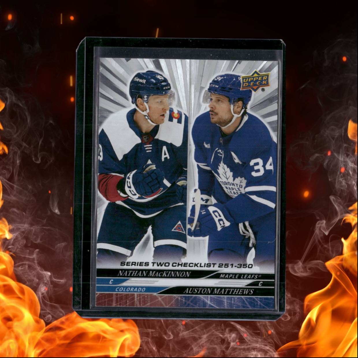 2024-25 Upper Deck Nathan MacKinnon / Auston Matthews Outburst Silver Checklist