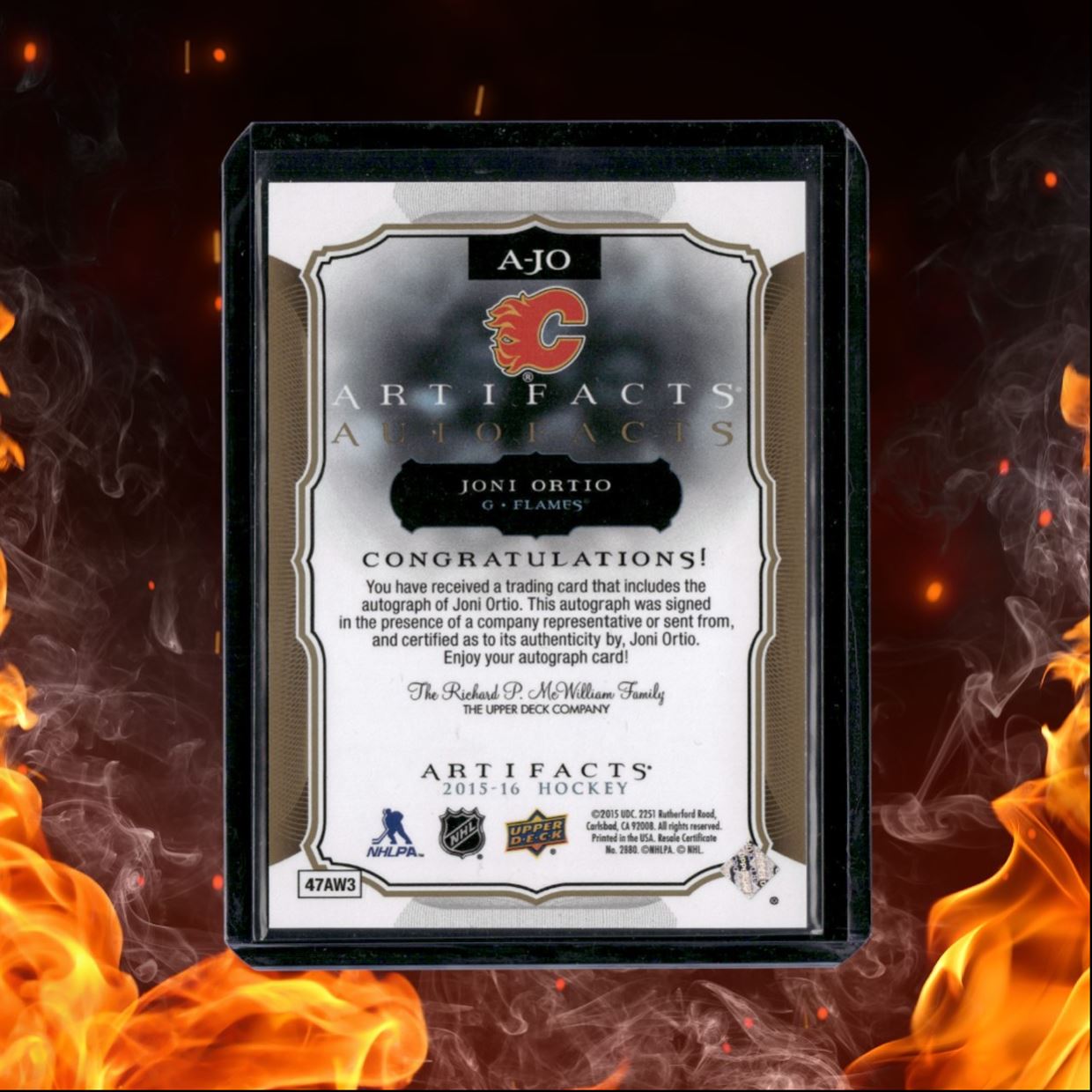 2015-16 Upper Deck Artifacts Joni Ortio Facts Auto #A-JO
