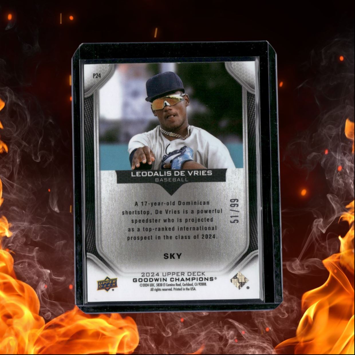 2024 Upper Deck Goodwin Champions Leodalis De Vries Sky Prospect Portraits 51/99