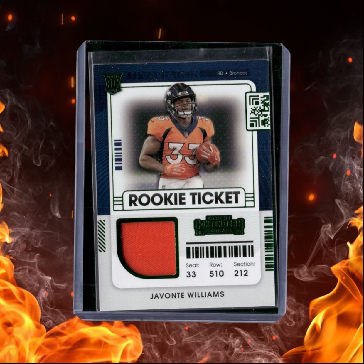 2021 Panini Contenders Javonte Williams Ticket Swatches Variation Green Rookie