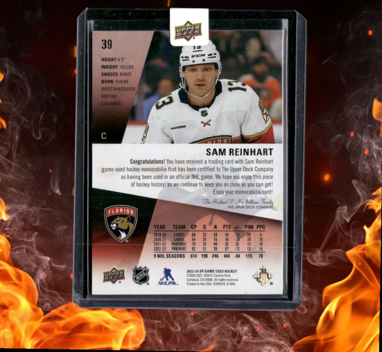 2023-24 SP Game Used Sam Reinhart Jersey UD Sealed #39