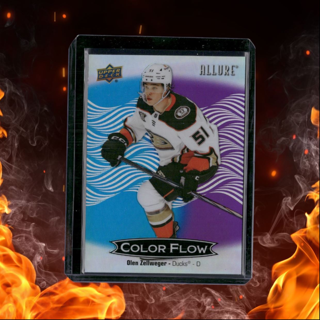 2024-25 Upper Deck Allure Olen Zellweger Color Flow Blue Purple SP Rookie