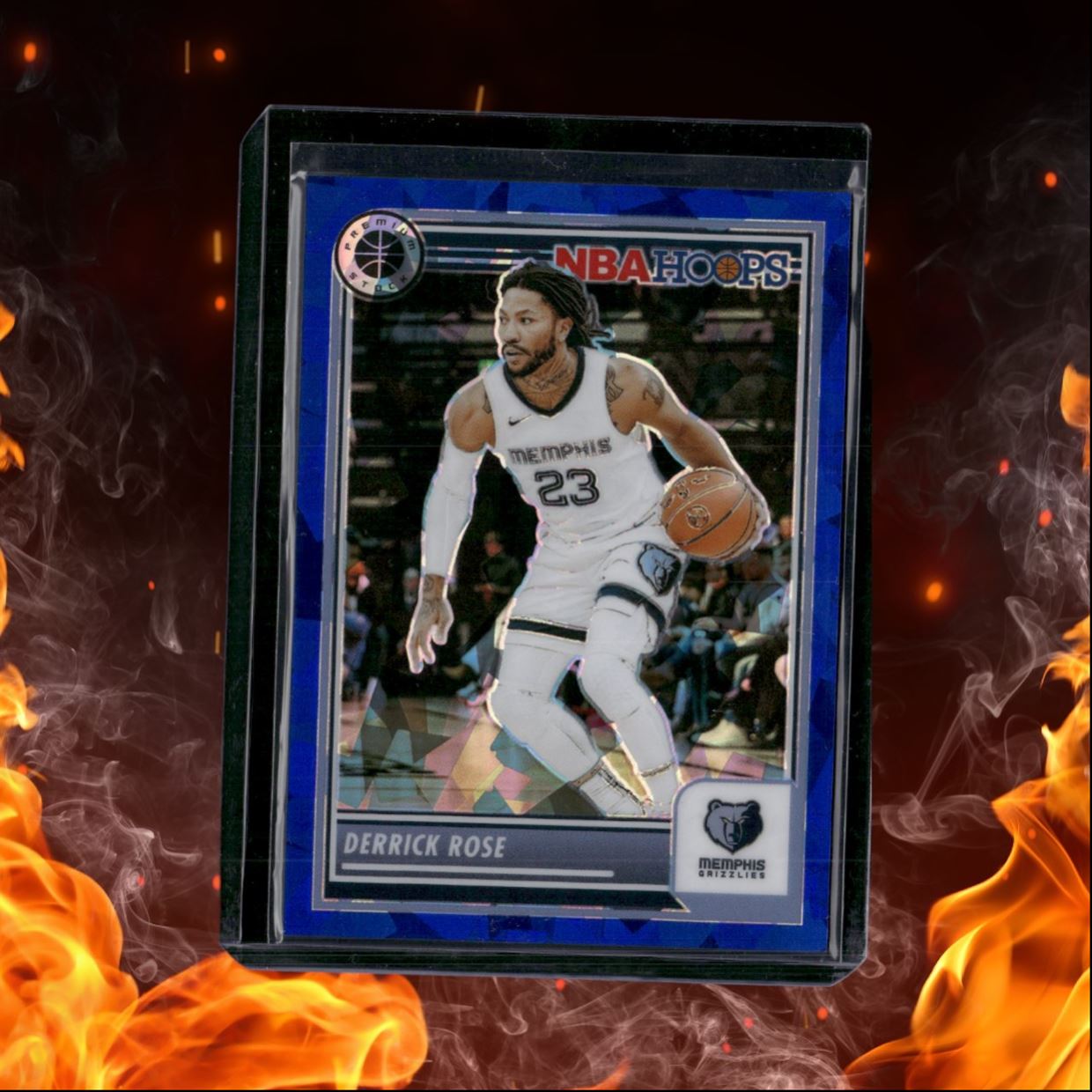 2023-24 Panini NBA Hoops Premium Stock Derrick Rose Blue Cracked ice Prizm 92/99