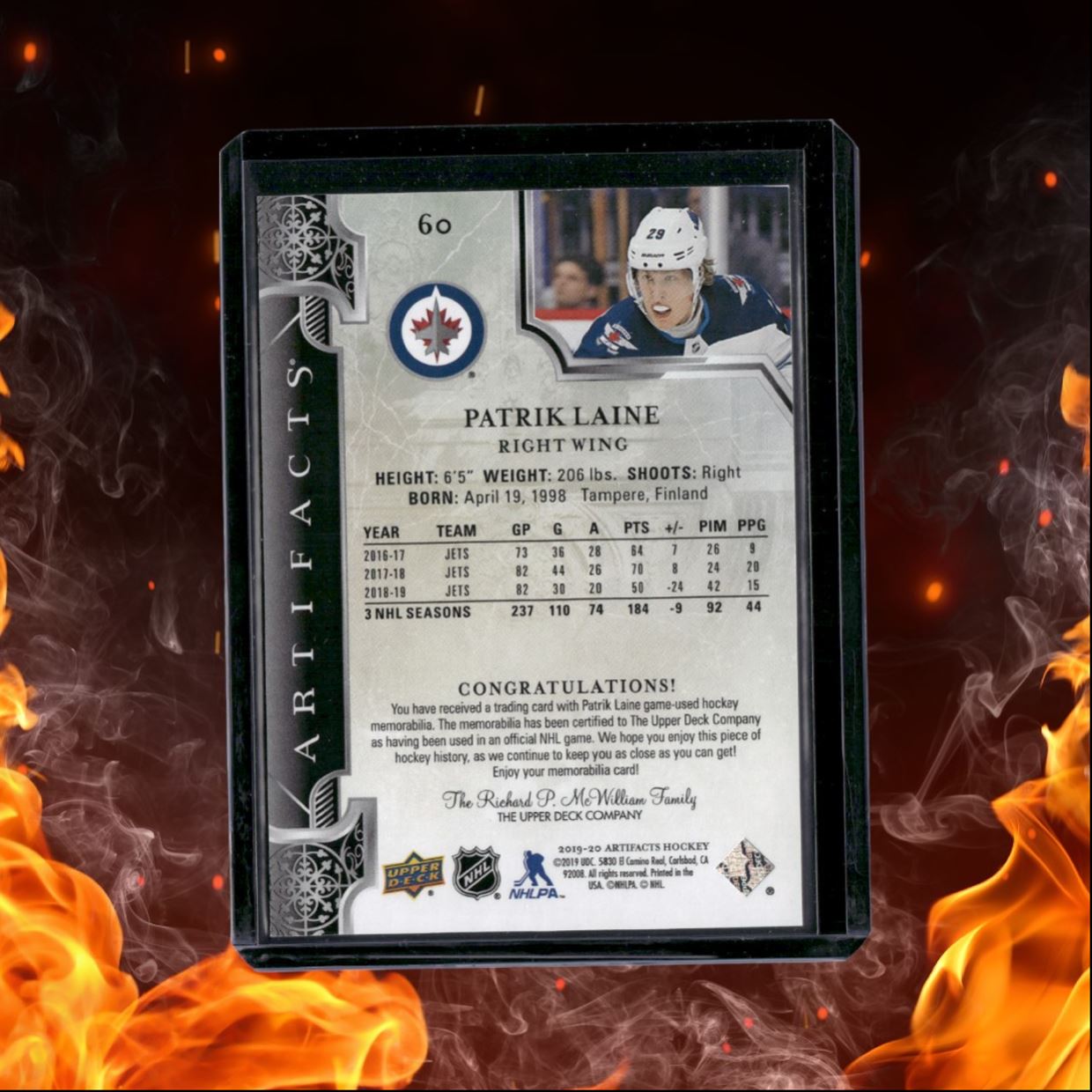 2019-20 Upper Deck Artifacts Patrik Laine Pink ERROR 73/85 #60