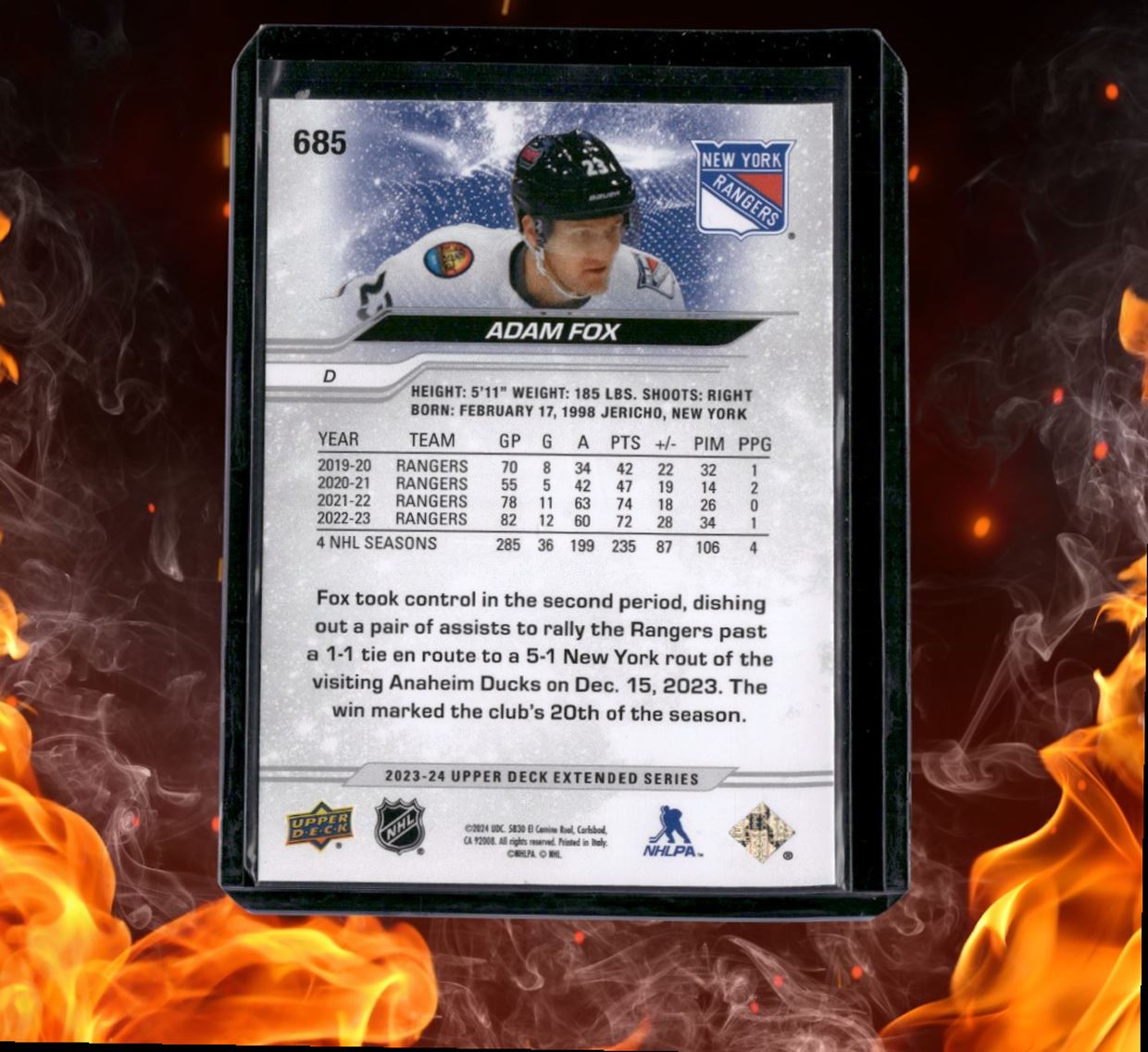 2023-24 Upper Deck Adam Fox Outburst Silver #685