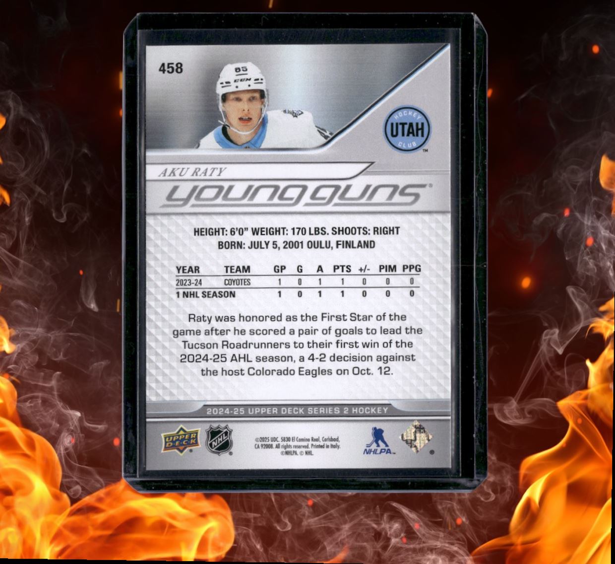 2024-25 Upper Deck Aku Raty Young Guns (D) Rookie #458