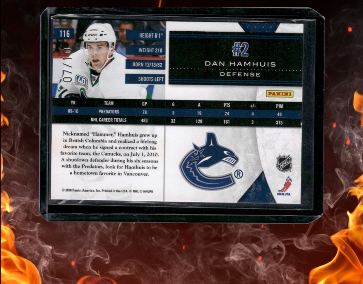 2010-11 Panini Limited Dan Hamhuis Gold Spotlight 07/10 #116