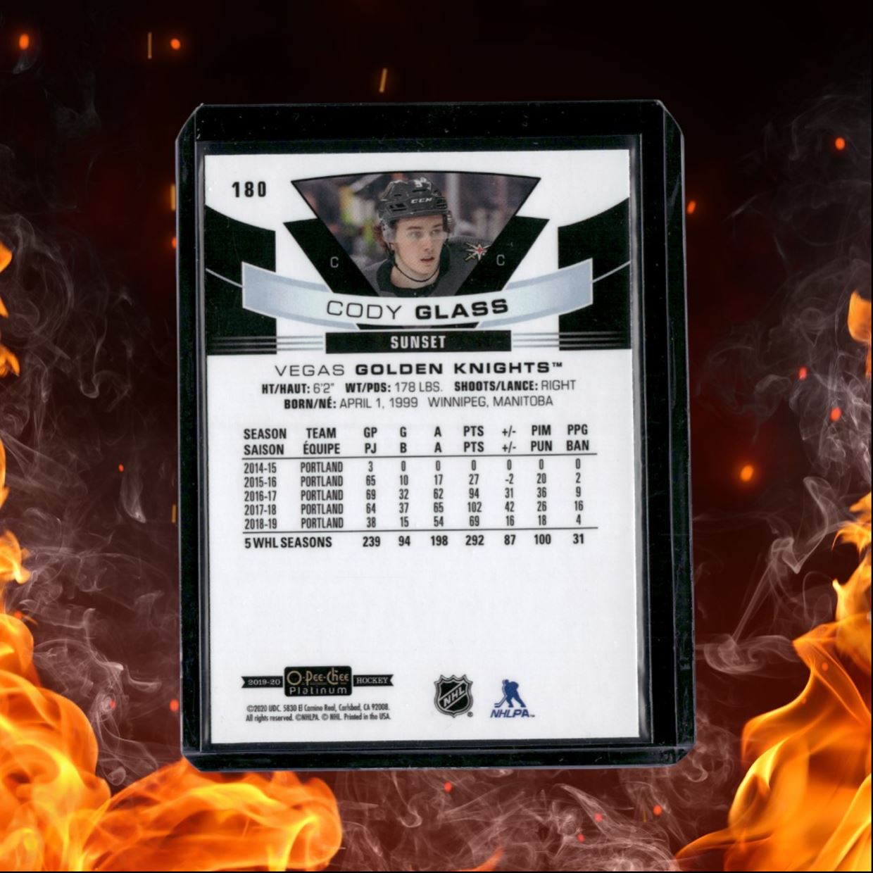 2019-20 O-Pee-Chee Platinum Cody Glass Sunset Marquee Rookie #180