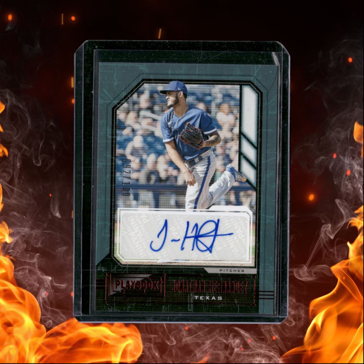2021 Panini Chronicles Jonathan Hernandez Playbook Red Auto 092/100 #PA-JH