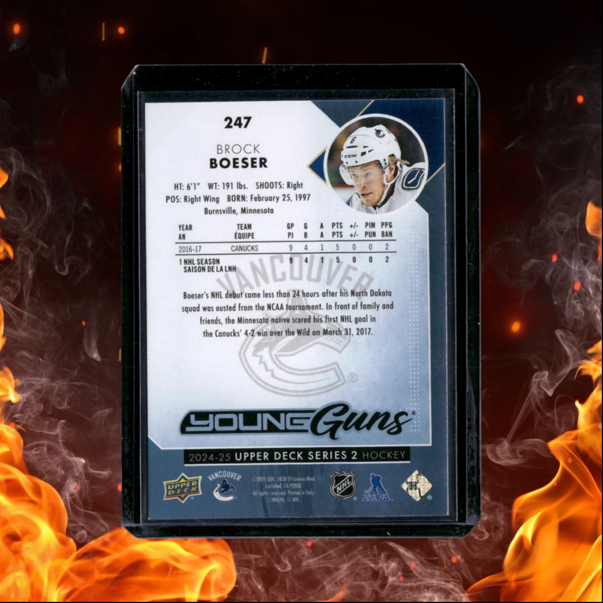 2024-25 Upper Deck Brock Boeser Young Guns Renewed #247