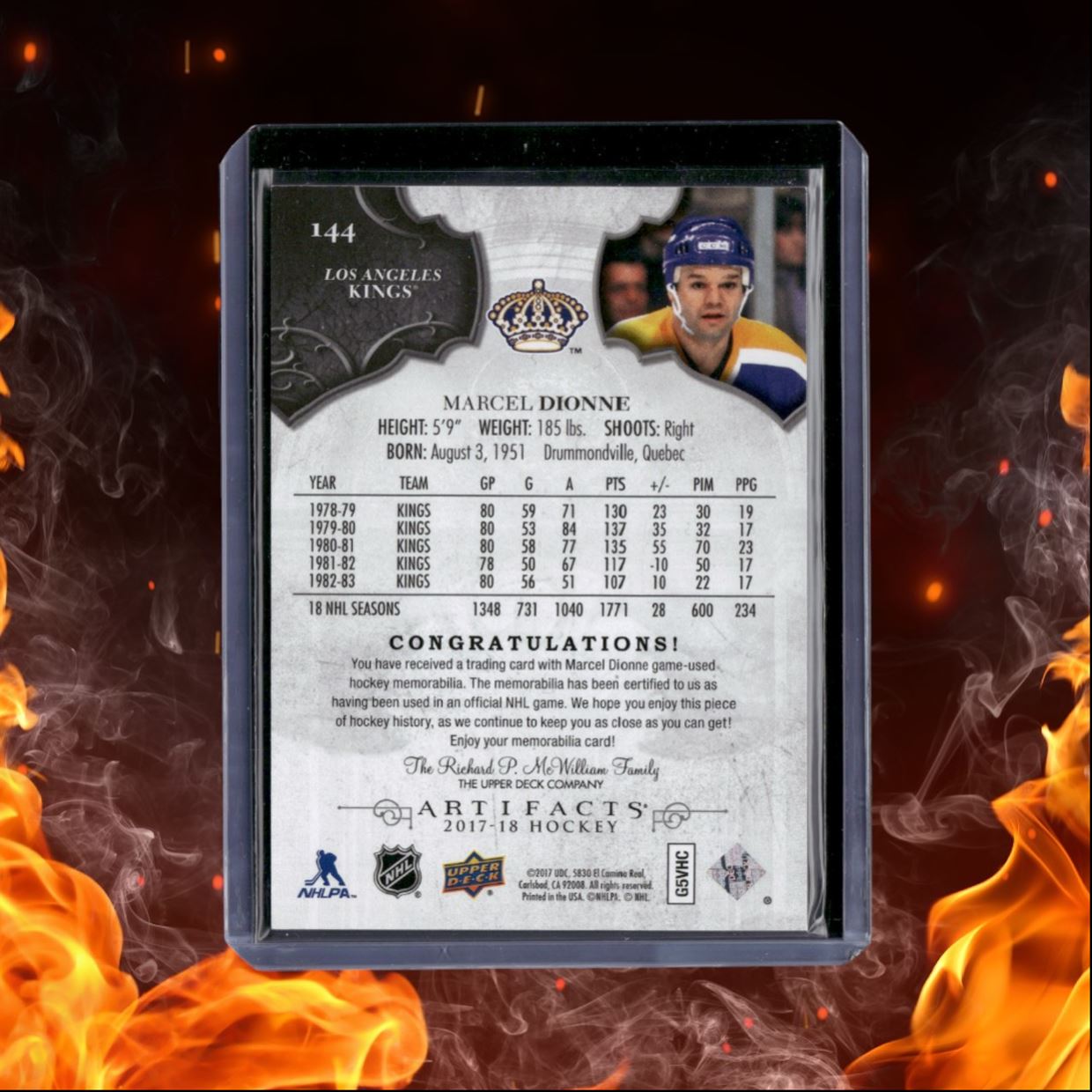 2017-18 Upper Deck Artifacts Marcel Dionne Dual Jersey 39/99 #144