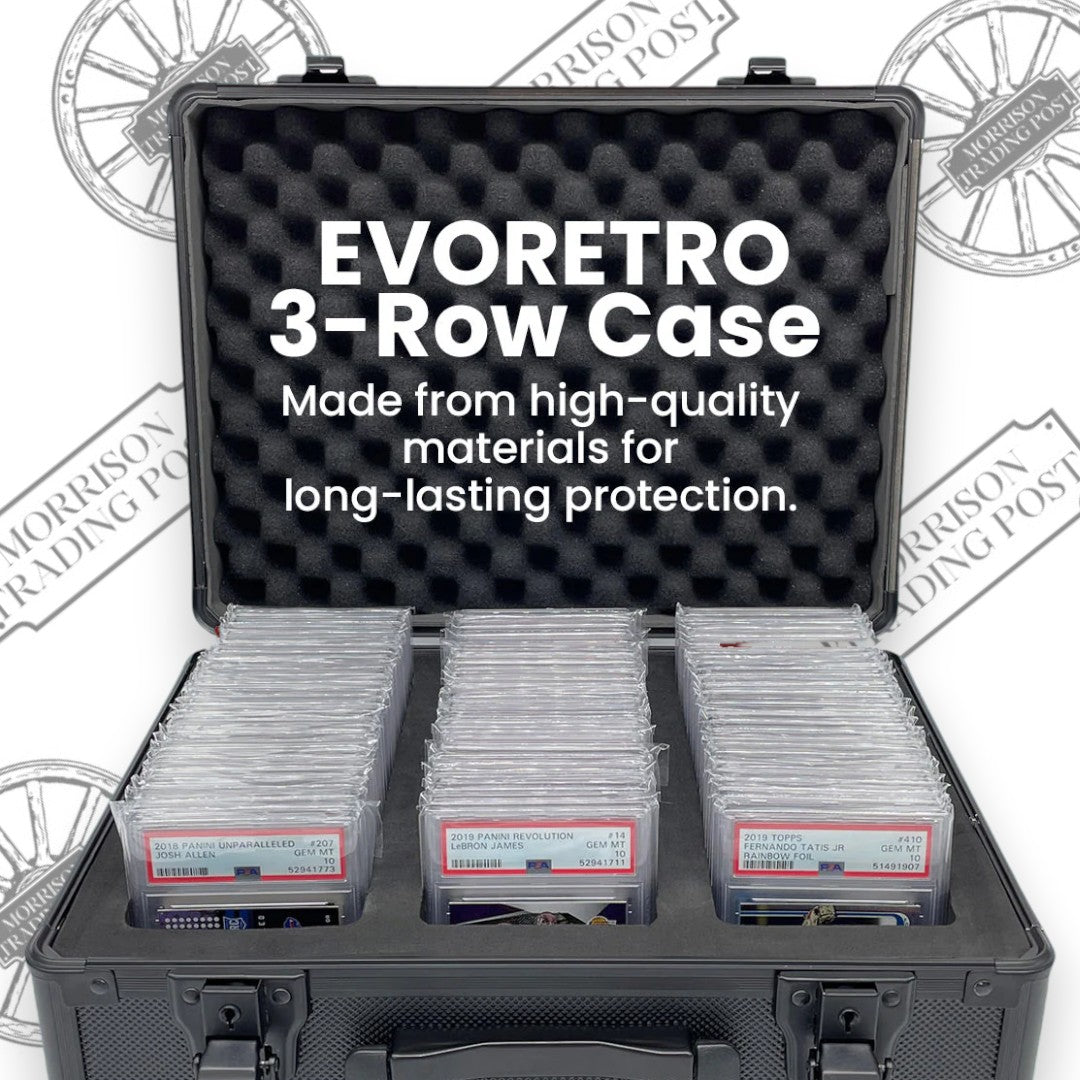 EVORETRO 3-Row Graded Card Case w/ key lock | Holds Up To 90 Slabs