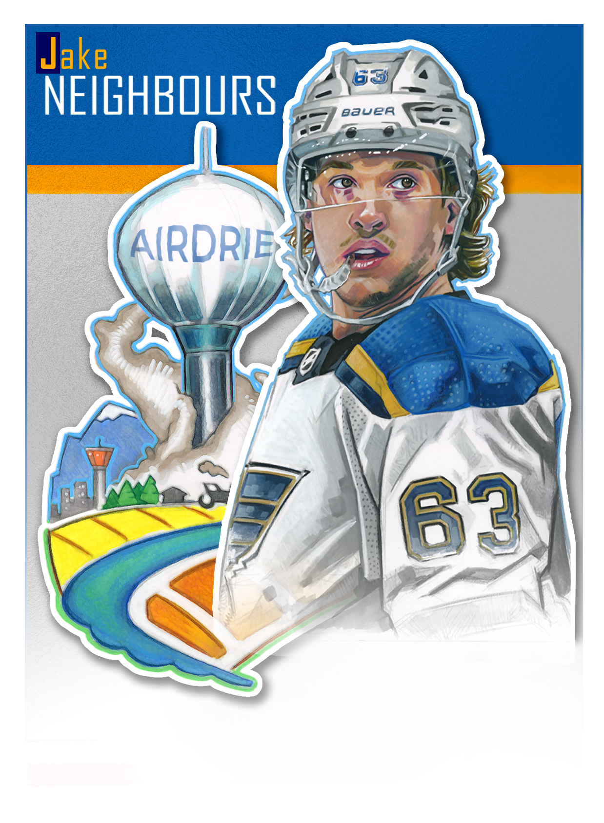 The custom art trading card of Jake Neighbours included with the $35 signing option