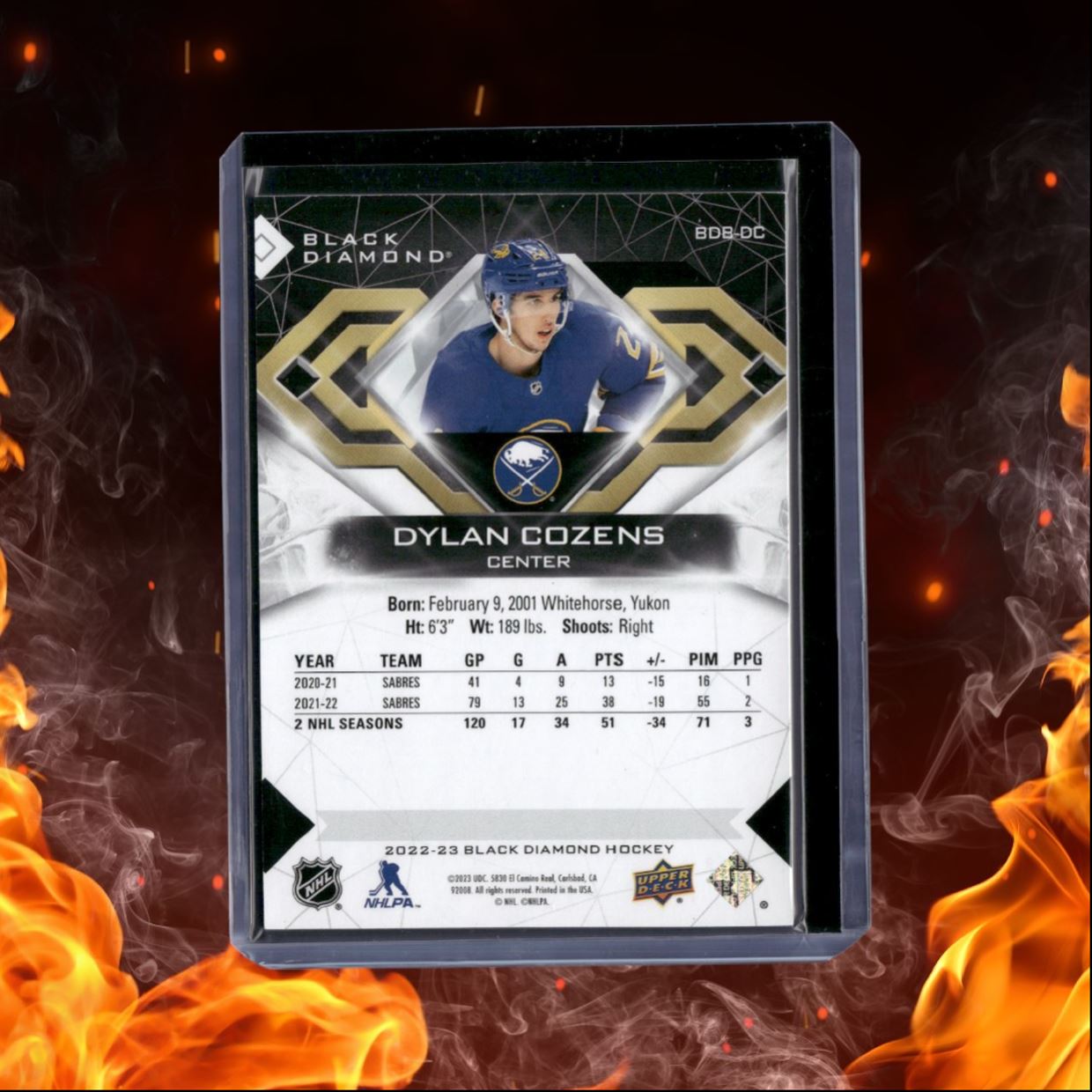 2022-23 Upper Deck Black Diamond Dylan Cozens 109/349 #BDB-DC