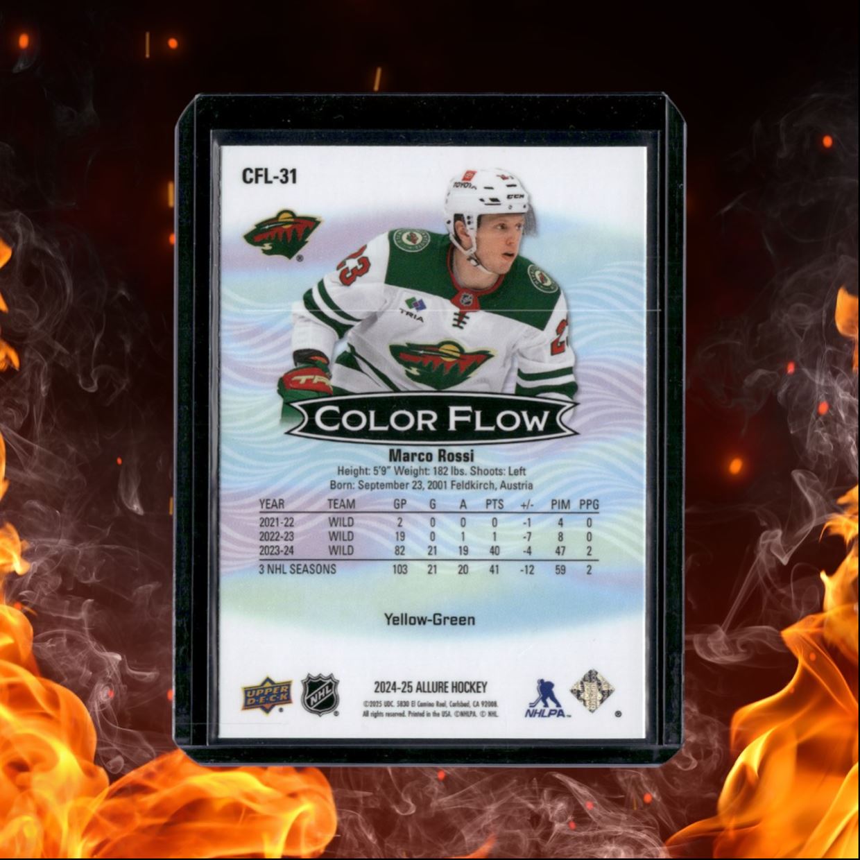 2024-25 Upper Deck Allure Marco Rossi Color Flow Yellow Green #CFL-31