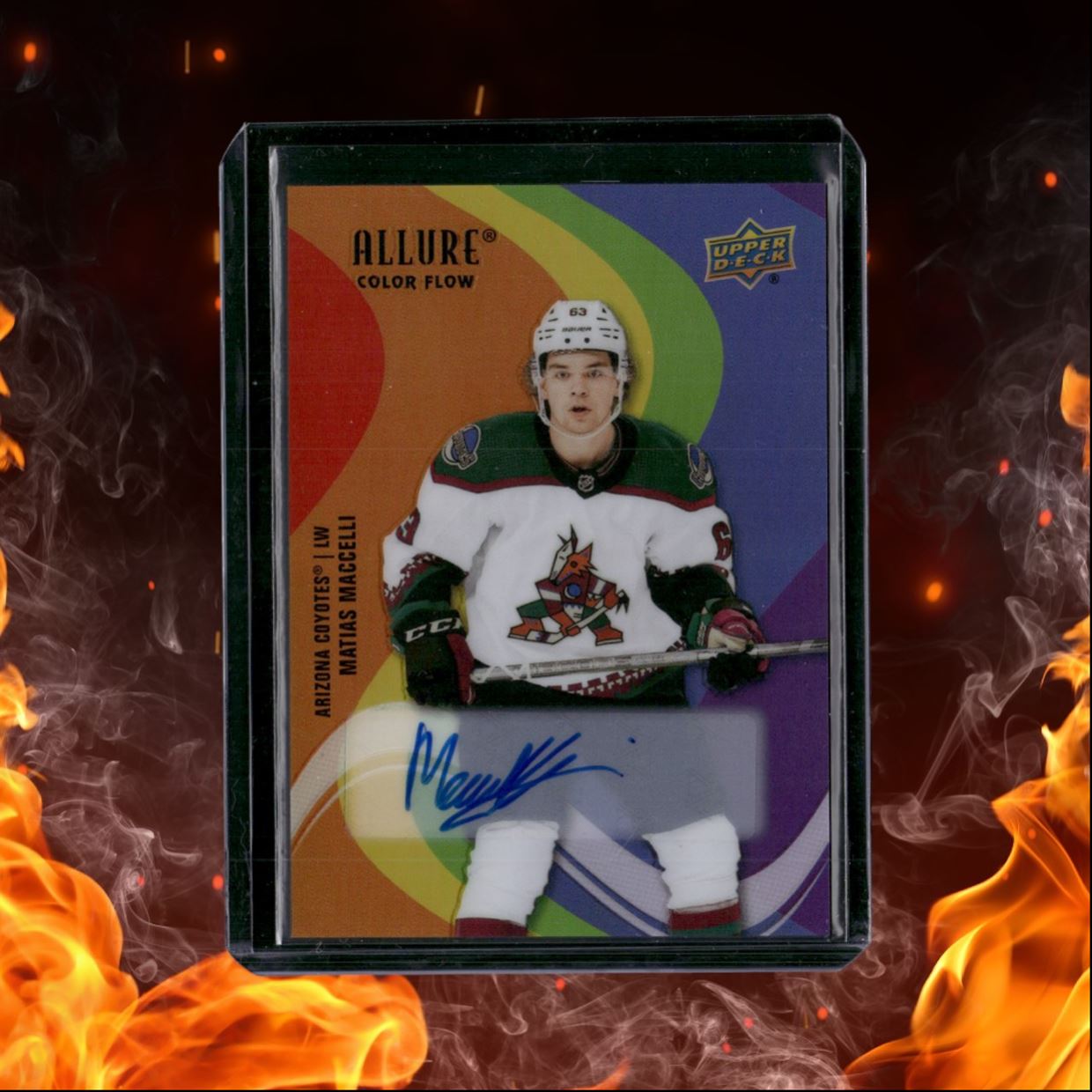 2022-23 Upper Deck Allure Matias Maccelli Color Flow Full Rainbow Rookie Auto