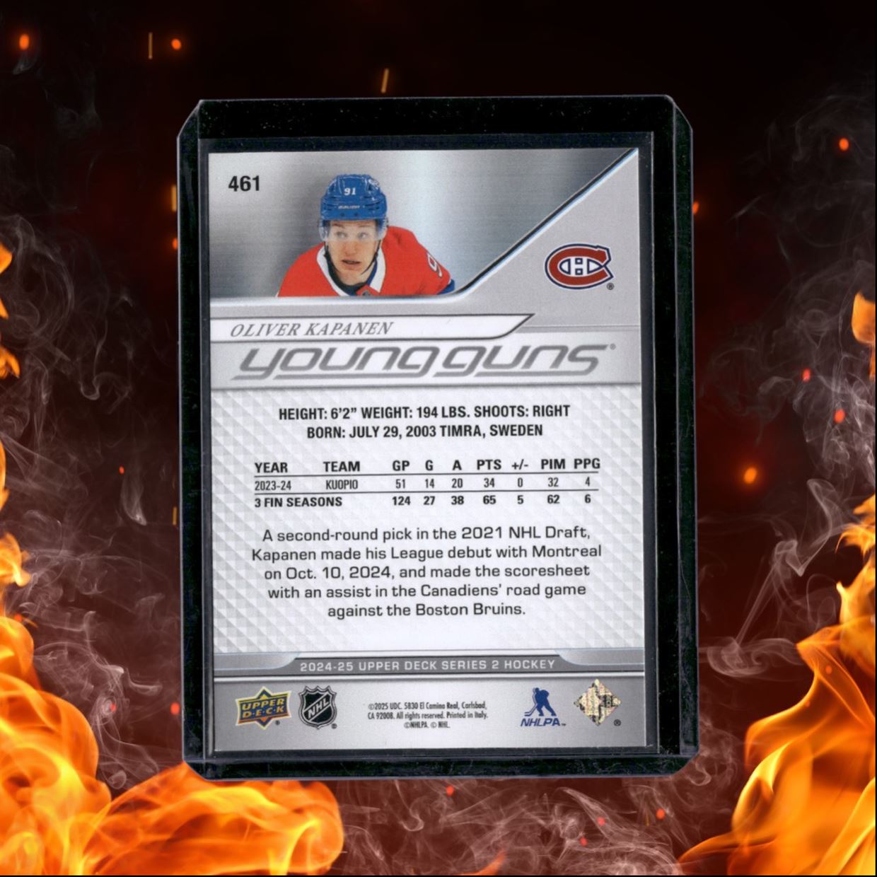 2024-25 Upper Deck Oliver Kapanen Young Guns (C) Rookie #461