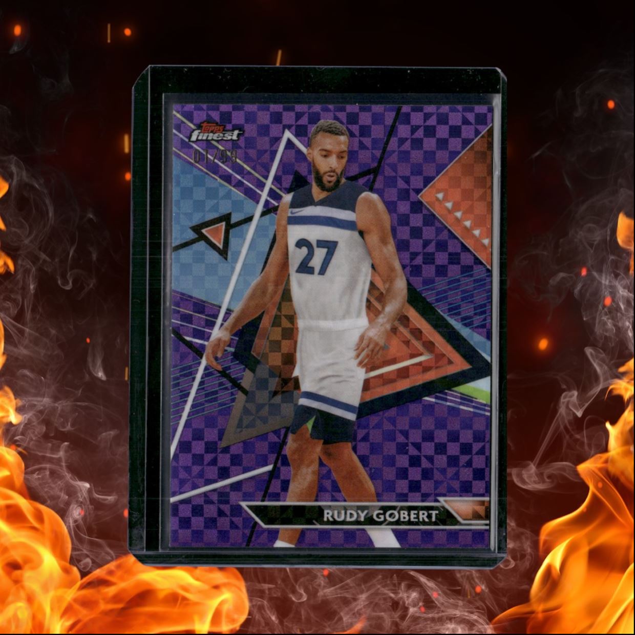 2023-24 Topps Finest NBA Rudy Gobert Purple Checkerboard Refractor 1st Print