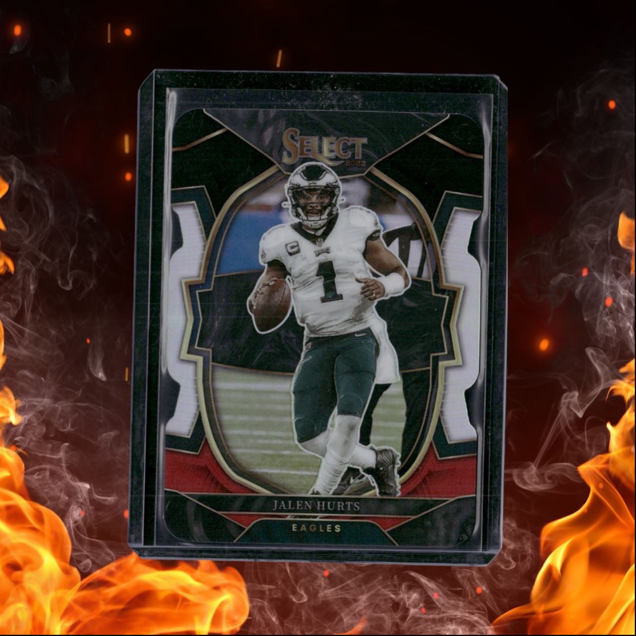 2022 Panini Select Jalen Hurts Black and Red Die-Cut Prizm #79
