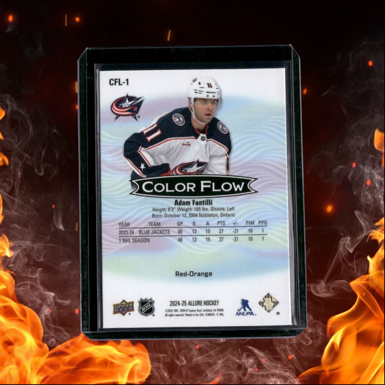 2024-25 Upper Deck Allure Adam Fantilli Color Flow Red Orange #CFL-1