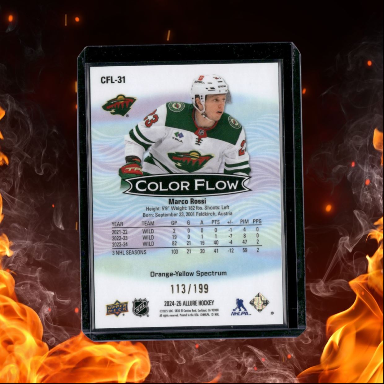 2024-25 Upper Deck Allure Marco Rossi Color Flow Orange Yellow Spectrum #CFL-31