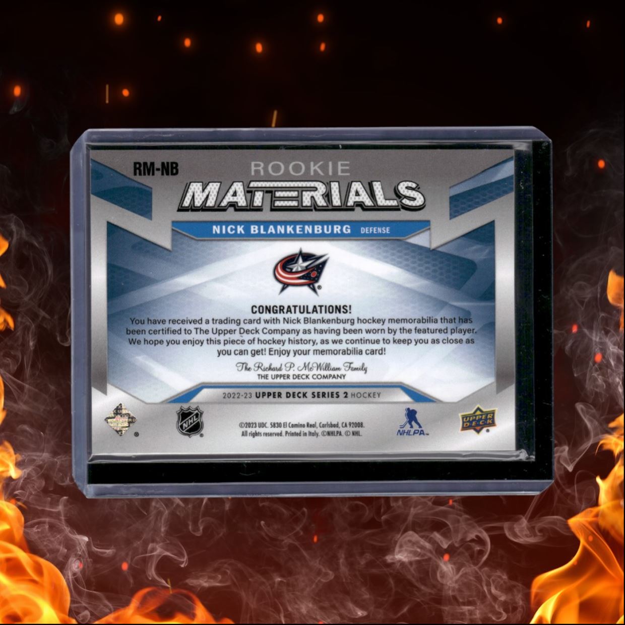 2022-23 Upper Deck Nick Blankenburg Materials Rookie #RM-NB