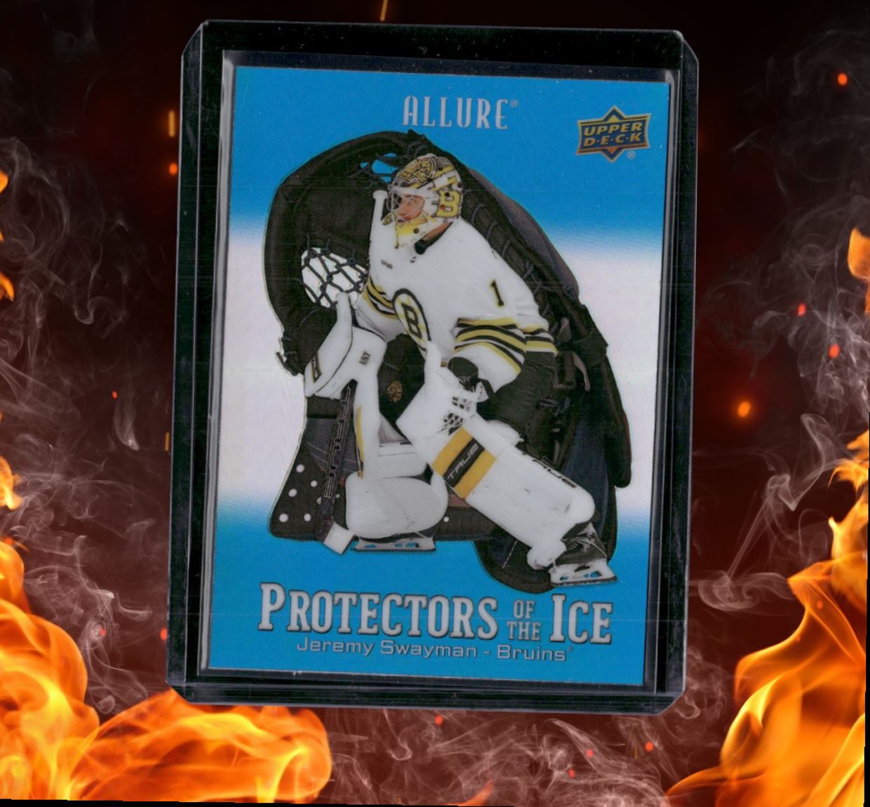 2024-25 Upper Deck Allure Jeremy Swayman Protectors of the Ice Blue #PI-4