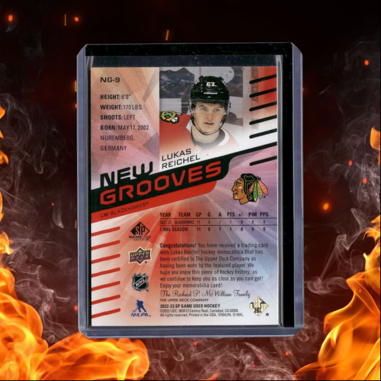 2022-23 SP Game Used Lukas Reichel New Grooves Jersey Rookie #NG-9