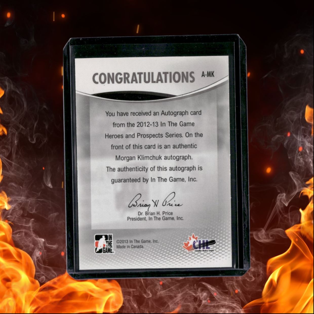 2012-13 In The Game Heroes and Prospects Morgan Klimchuk Auto #A-MK