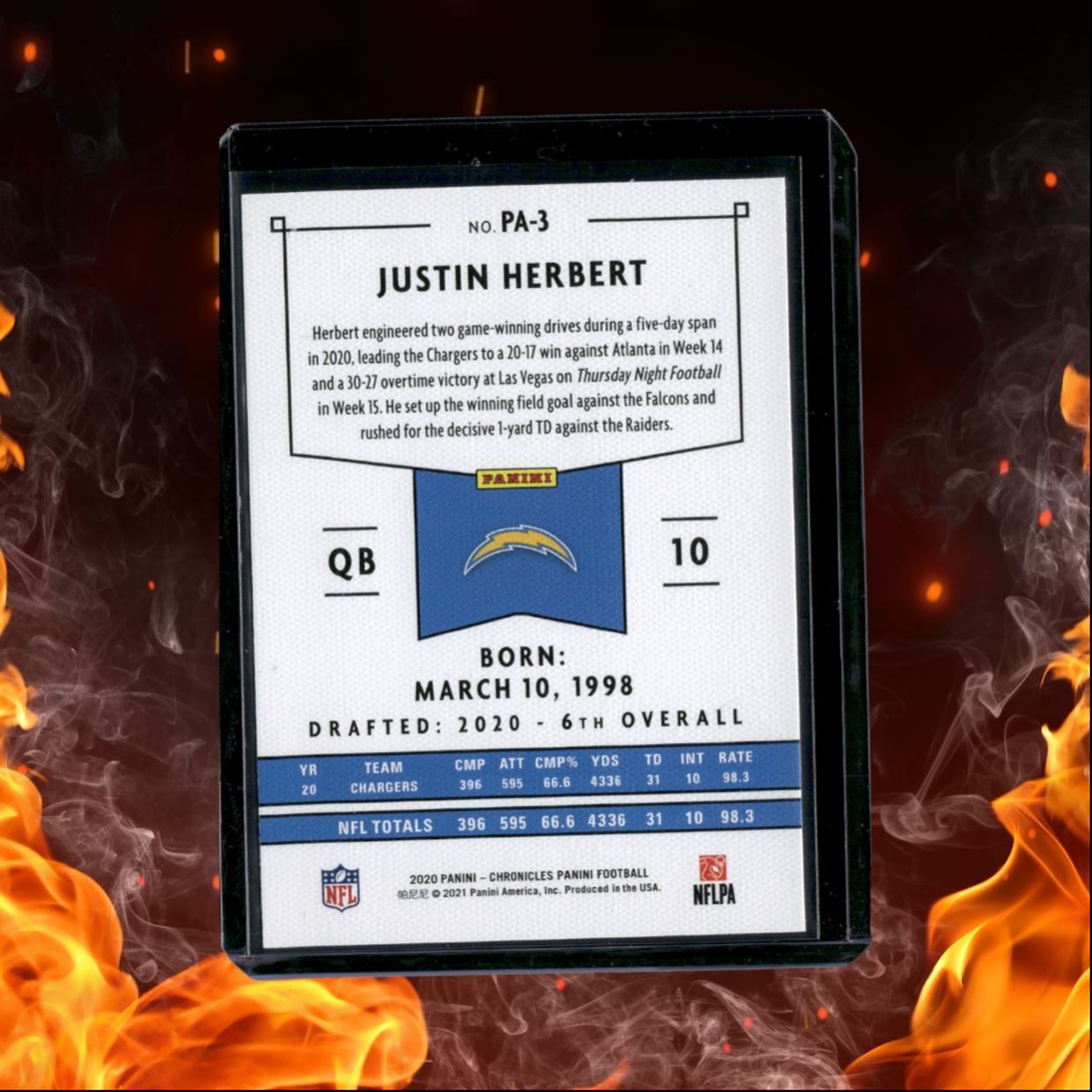 2020 Panini Chronicles Justin Herbert Panini Rookie #PA-3