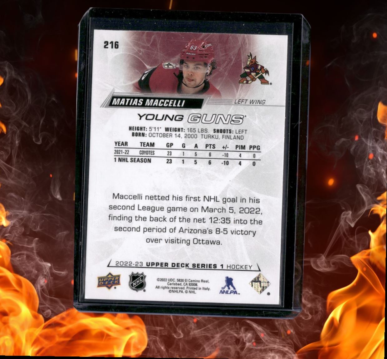 2022-23 Upper Deck Matias Maccelli Young Guns (A) Rookie #216