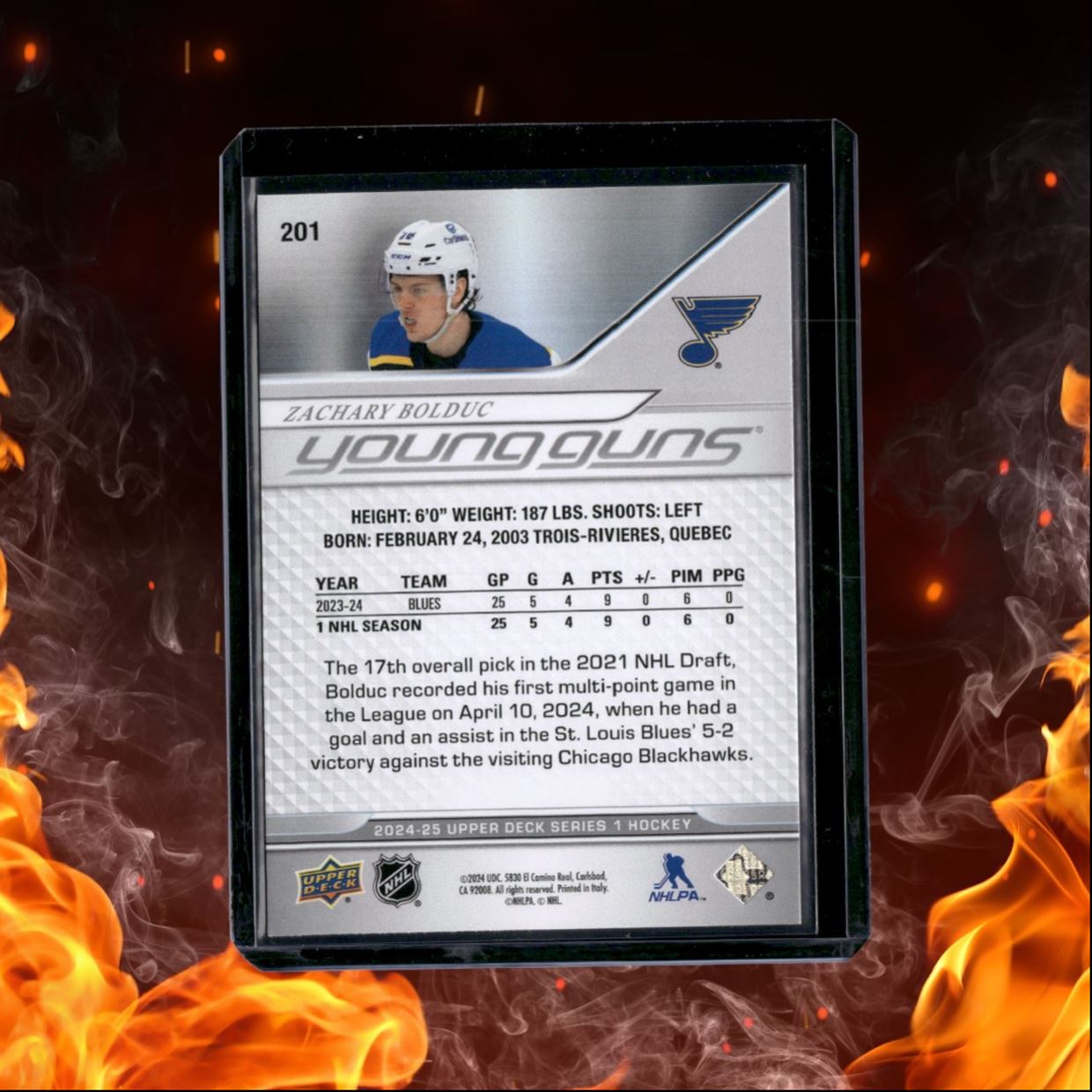 2024-25 Upper Deck Zachary Bolduc Young Guns (B) Rookie #201
