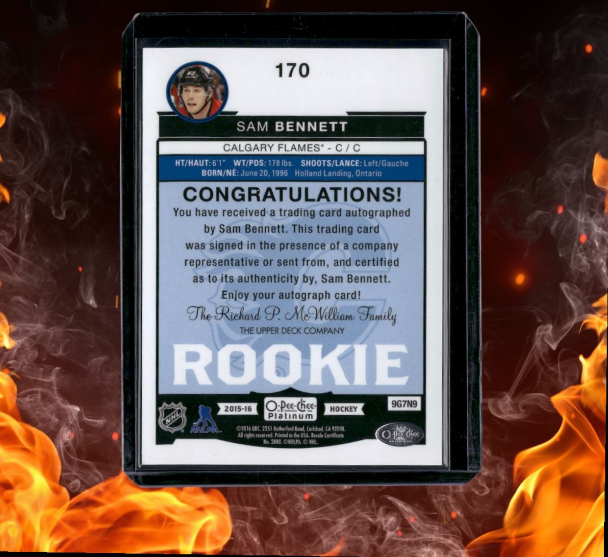 2015-16 O-Pee-Chee Platinum Sam Bennett Rookie Auto #170