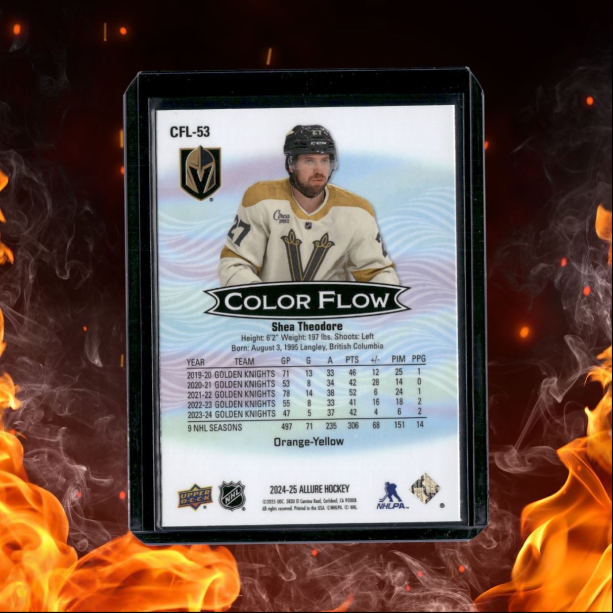 2024-25 Upper Deck Allure Shea Theodore Color Flow Orange Yellow #CFL-53