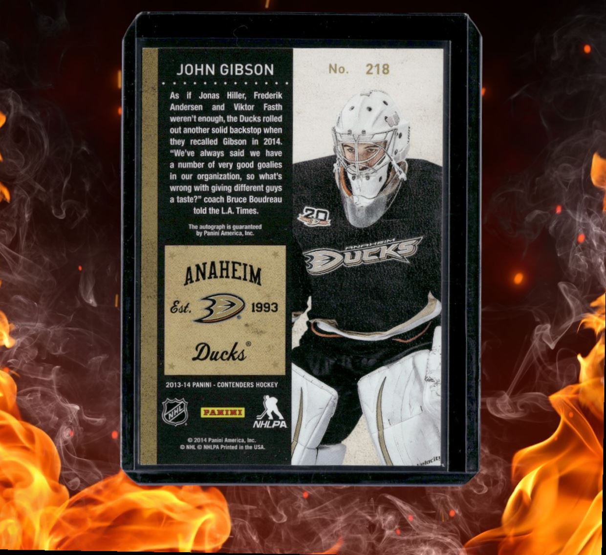 2013-14 Panini Contenders Hockey John Gibson Rookie Auto #218