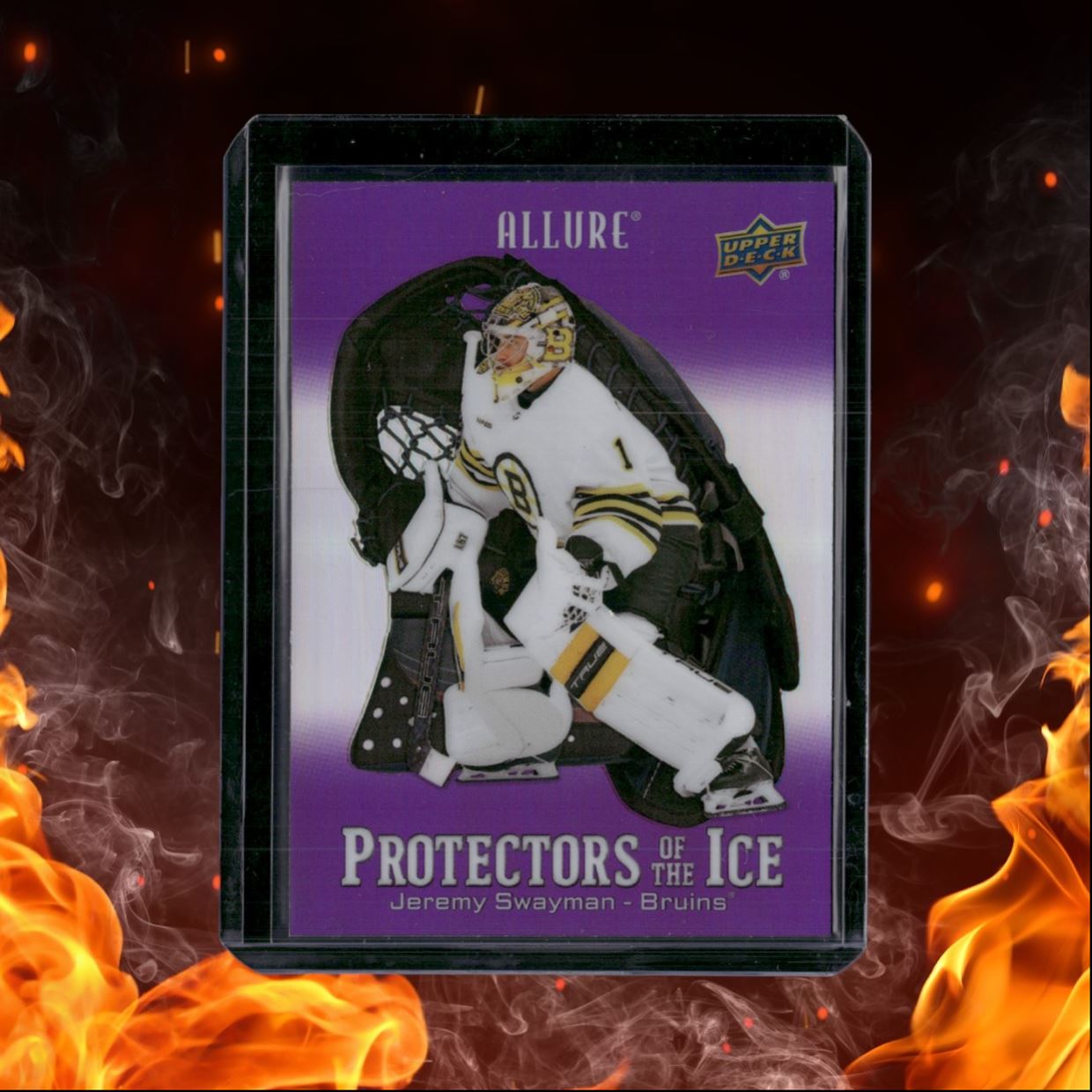 2024-25 Upper Deck Allure Jeremy Swayman Protectors of the Ice Purple SP #PI-4