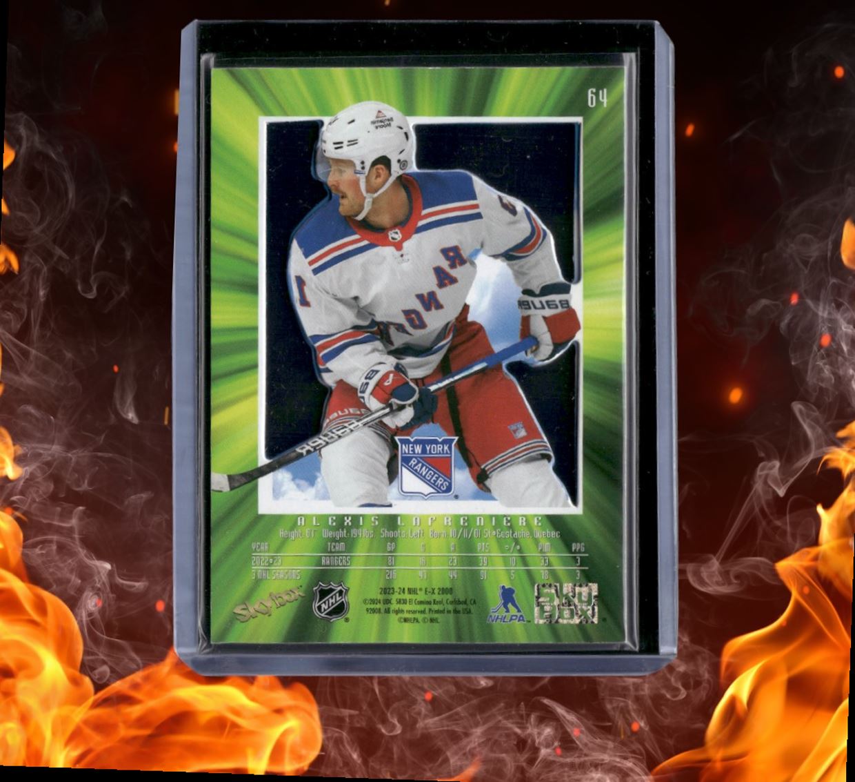 2023-24 SkyBox EX 2000 Alexis Lafreniere Blue Credentials 160/299 #64