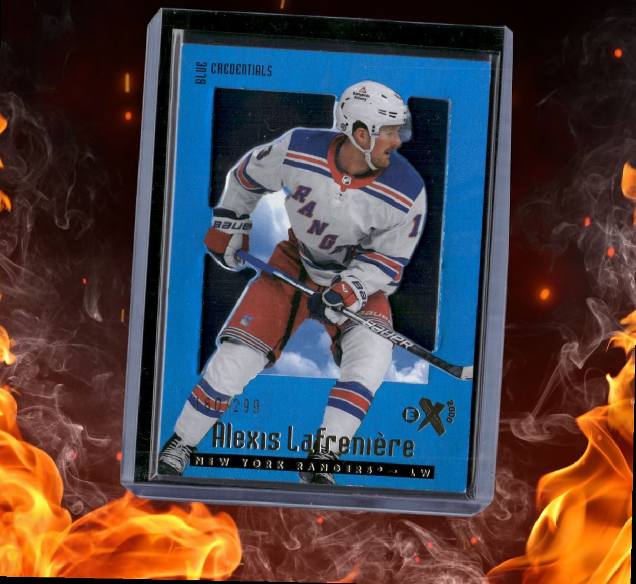 2023-24 SkyBox EX 2000 Alexis Lafreniere Blue Credentials 160/299 #64